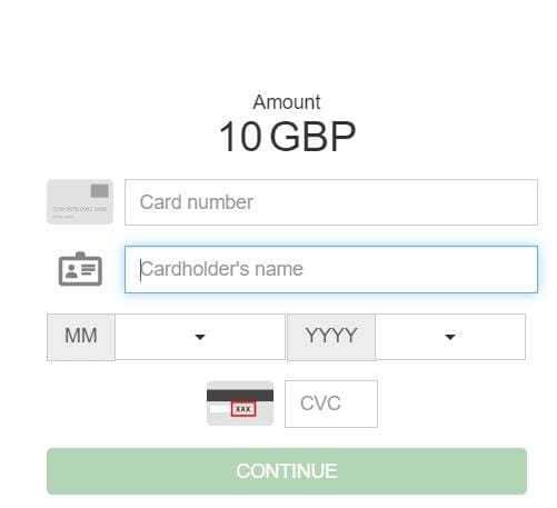 Adding card details on Mr Green Banking