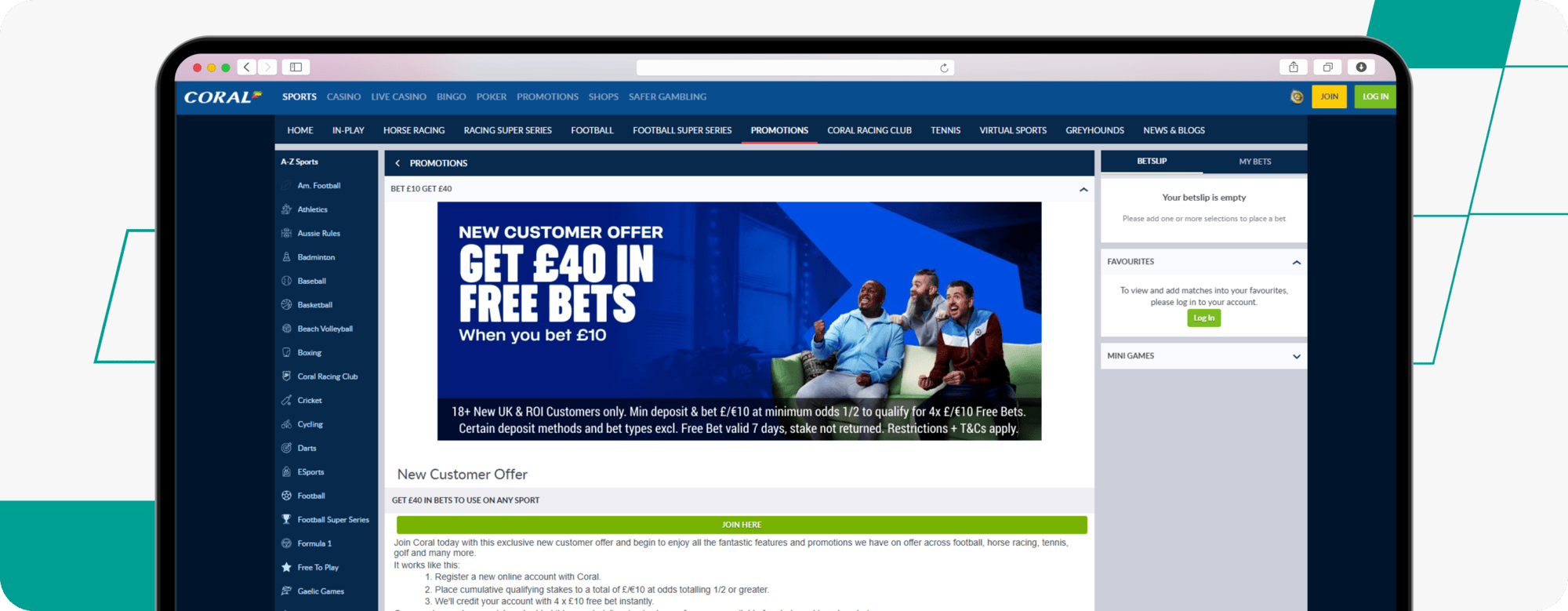 Coral bet 10 get 40 welcome offer