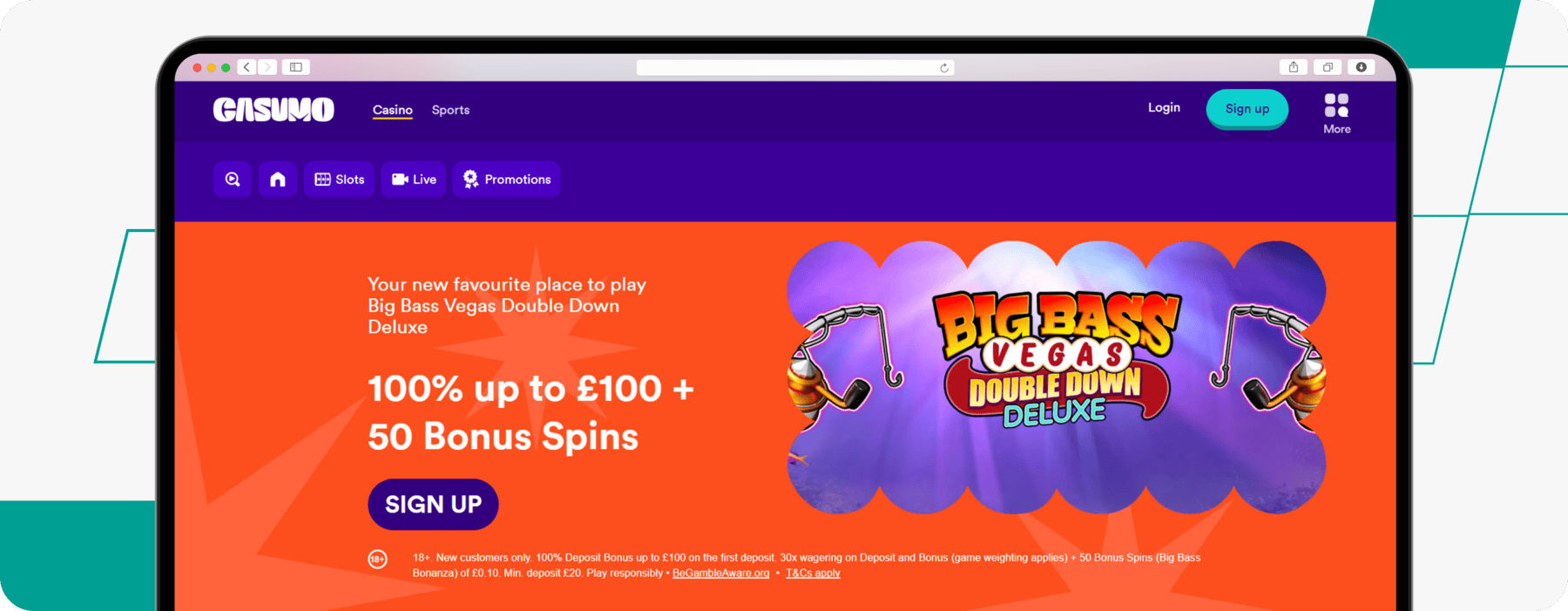 screenshot of casumo's casino welcome offer