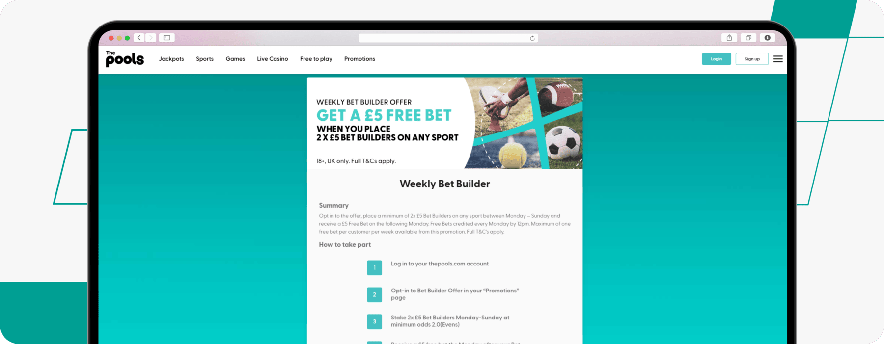 screenshot of the pools bet builder offer